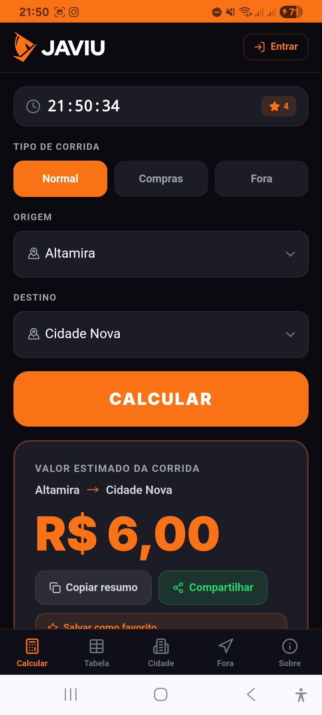 Tela do sistema Javiu
