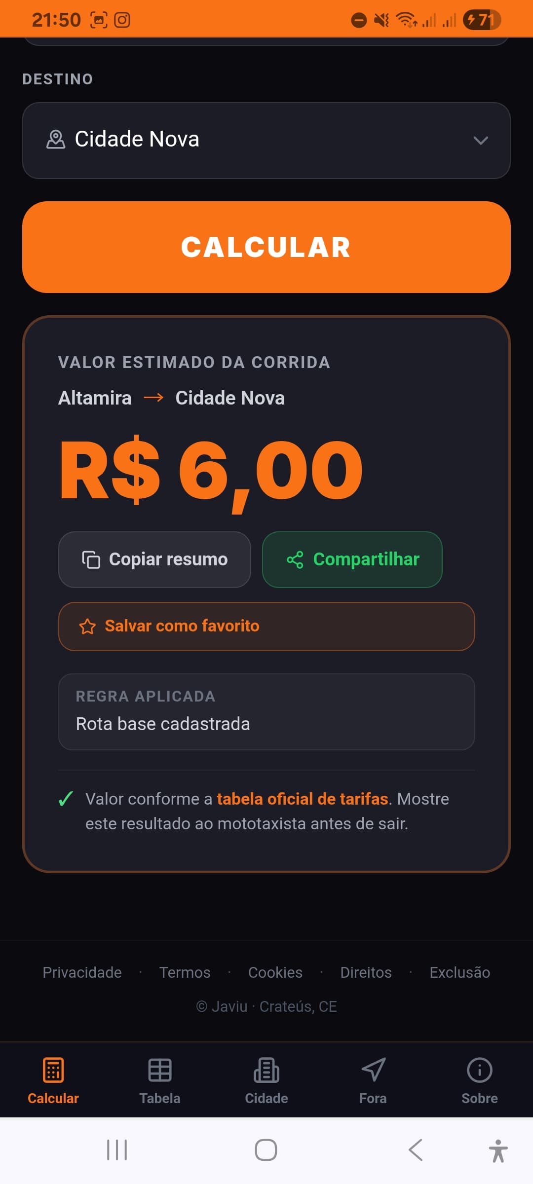 Tela do sistema Javiu